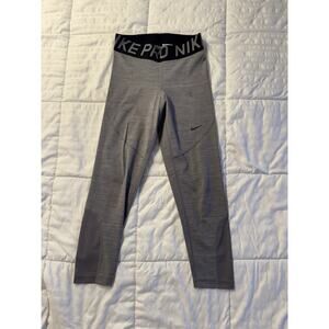 Nike Pro Gray Leggings Black Waist Band Dri-Fit Women's Small
